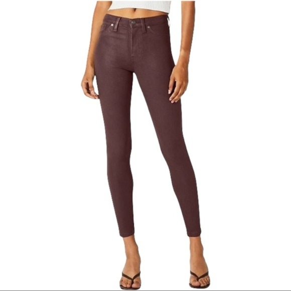 NWT HUDSON Nico Coated Mid Rise Ankle Skinny Jeans - High Shine Brick - 29 - Picture 1 of 4